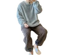 MdybF Pigiama Uomo Invernale Homewear Invernali A Colori Fitti Color Pile in Pila da Uomo in Pigiama Set di Moda Set Lunghi Set di Coralli Set Solido Sciolto Caldo Caldo