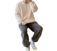 MdybF Pigiama Uomo Invernale Homewear Invernali A Colori Fitti Color Pile in Pila da Uomo in Pigiama Set di Moda Set Lunghi Set di Coralli Set Solido Sciolto Caldo Caldo