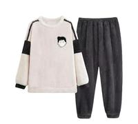 MdybF Pigiama Uomo Invernale Pigiama da Uomo Peluche Invernali E Spessa Velluto Corallo Sleep Abbigliamento Flanella Rotondo A Loungewwear Student E Homewear Youth Homewear