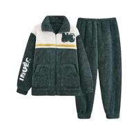 MdybF Pigiama Uomo Invernale Pigiama da Uomo Peluche Invernali E Spessa Velluto Corallo Sleep Abbigliamento Flanella Rotondo A Loungewwear Student E Homewear Youth Homewear