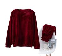 MdybF Pigiami Invernali da Uomo Piajama Caldo Taglie Forti per Uomini Abiti da Sonno Invernale Casual Homewear Maschile Casual-Vino Rosso-XXXL