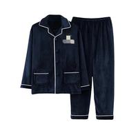 MdybF Pigiami Invernali da Uomo Set di Pigiama Caldi A Manica Lunga Taglie Forti per Abiti da Notte per Abiti da Notte-D-01-Xl