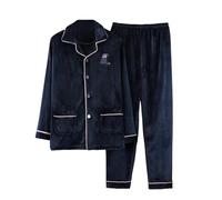 MdybF Pigiami Invernali da Uomo Set di Pigiama Caldi A Manica Lunga Taglie Forti per Abiti da Notte per Abiti da Notte-A-01-Xxxl