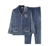 MdybF Pigiami Invernali da Uomo Set di Pigiama Caldi A Manica Lunga Taglie Forti per Abiti da Notte per Abiti da Notte-B-03-Xxl