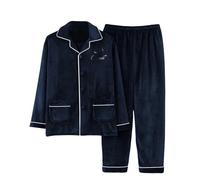 MdybF Pigiami Invernali da Uomo Set di Pigiama Caldi A Manica Lunga Taglie Forti per Abiti da Notte per Abiti da Notte-E-01-5Xl