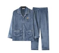 MdybF Pigiami Invernali da Uomo Set di Pigiama Caldi A Manica Lunga Taglie Forti per Abiti da Notte per Abiti da Notte-E-03-5Xl