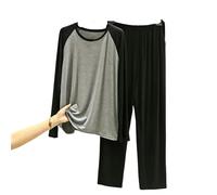 MdybF Pigiami Invernali da Uomo Spring Autumn Autumn Set Set da Uomo A Maniche Lunghe Modal Accogliente Abbigliamento Rotondo Home Abbigliamento per Home Abbigliamento PLU Size Set-Grigio Scuro-5Xl