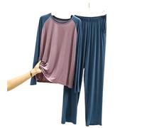 MdybF Pigiami Invernali da Uomo Spring Autumn Autumn Set Set da Uomo A Maniche Lunghe Modal Accogliente Abbigliamento Rotondo Home Abbigliamento per Home Abbigliamento PLU Size Set-Viola-5Xl