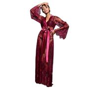 MdybF Vestaglia Abito Da Sposa Da Donna Da Donna Lunga Abiti Da Sposa In Raso In Pizzo Seta Kimono Accappatoio Da Notte Per Abbigliamento Da Notte Da Notte-1104 Vino-Xl