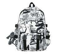 MdybF Zaino Scolastico Zaino per Uomini Donne di Grande capacità di Graffiti Nylon Zaino Maschile Zaino Casual Zaino Studentesco Zaino Scolastico Zaino Scolastico-Bianco