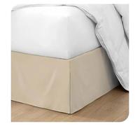 MDYTPT Mantovana giroletto comoda, morbida plissettata, su misura, con tessuto resistente alle pieghe e allo sbiadimento, alta 38 cm, lenzuolo elastico avvolgente (beige, matrimoniale 90 x 190 x 35 cm