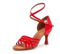 MDYTPT Sala da ballo latino da donna, sandali fatti a mano con suola morbida tacco 6,5/7,5 cm, Rosso-tacco 6,5 cm, 41.5 EU