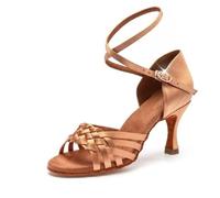 MDYTPT Sala da ballo latino da donna, sandali fatti a mano con suola morbida tacco 6,5/7,5 cm, Tacco 7,5 cm color carne, 41.5 EU