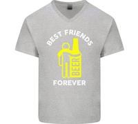 Me And Birra Best Friends Forever Divertente Uomo Scollo A V Cotone T-Shirt