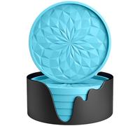 ME.FAN Sottobicchieri in silicone [6 pezzi] Sottobicchieri con supporto, sottobicchieri per bevande, per bevande calde o fredde, addensati, antiscivolo, antiaderenti, vassoio profondo blu cielo