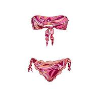 ME FUI Bikini Donna 11503 Wet Rosa Fantasia Onde Slip Regolabile Lycra Frou Frou Fascia PE23 S