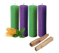 ME HECHIZAS TU® Candele al miele 100% naturale cera d'api pura - fatte a mano | Trova lavoro e buona fortuna - Giorni 11/22 - La confezione contiene (4 candele - 13,7 cm x 2,80 cm circa) + 2 Palo