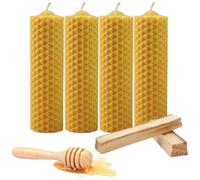 ME HECHIZAS TU® Rituale Magico Abbondanza e Prosperità Giorni 11 e 22 | Candele di Miele Grandi 100% Naturale Cera pura d'api - La confezione contiene (4 candele - 13,7 cm x 2,80 cm circa) + 2 Palo