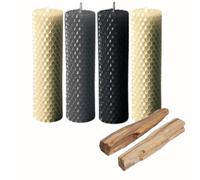 ME HECHIZAS TU® Rituale magico per la pulizia energetica | Candele al miele 100% naturale cera d'api pura - La confezione contiene (4 candele - 13,7 cm x 2,80 cm circa) + 2 Palo Santo