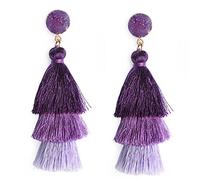 Me&Hz Orecchini pendenti alla moda colorati a strati con nappa, stile bohémien, per donne e ragazze, ipoallergenici, regalo di compleanno/festa/San Valentino, Resina Poliestere