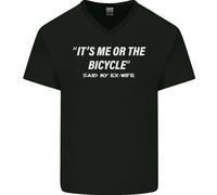 Me o Il Bicicletta Said My Ex-Wife Ciclismo Uomo Scollo A V Cotone T-Shirt