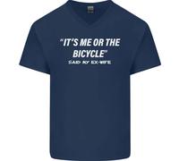 Me o Il Bicicletta Said My Ex-Wife Ciclismo Uomo Scollo A V Cotone T-Shirt