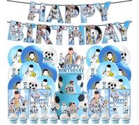 Me-si Decorazioni di Compleanno di Calcio, Me-si Decorazione di Festa a Tema - Banner, Palloncini, Decorazioni di Torta, Cupcake Top Party di Calcio per Gli Appassionati di Calcio
