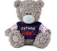Me To You Bear Me to You Tatty Teddy Get Well Soon-Orsacchiotto di Peluche, 10 cm, Collezione Ufficiale Maglietta per Neonati e Bambini, Grigio, Bianco, Blu Unisex-Adulto