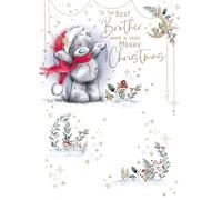 Me To You - Biglietto di Natale Tatty Teddy con cappello di Babbo Natale, collezione ufficiale "To The Best Brother", 12,7 x 17,8 cm