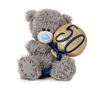 Me to You - Orsetto Tatty Teddy per 50° compleanno, con palloncino per 50 anni, collezione ufficiale, colore: Grigio