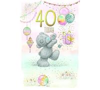 Me To You Tatty Teddy - Biglietto di auguri per 40° compleanno, motivo: orso che insegue palloncini, collezione ufficiale, 15 x 22 cm