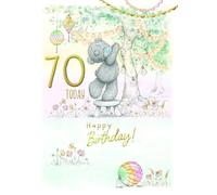 Me To You Tatty Teddy, biglietto di auguri per 70° compleanno, orsetto con lanterne, collezione ufficiale, 12 x 17 cm