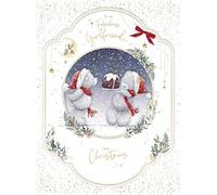 Me To You Tatty Teddy - Biglietto di Natale grande realizzato a mano, per fidanzata favolosa, orsacchiotti Tatty Teddy con pudding di Natale, 22,7 x 30,5 cm, collezione ufficiale