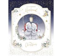 Me To You Tatty Teddy - Biglietto di Natale realizzato a mano, per un marito meraviglioso, Babbo Natale sotto la lampada, 20 x 25 cm, collezione ufficiale