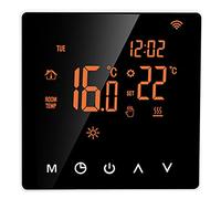 ME81H AC230V 50/60Hz Termostato Intelligente 5~90℃ WIFI Termostato Intelligente LCD Touch Screen Termostato Riscaldamento a Pavimento Acqua per Tuya(Pulsante Bianco Sfondo Arancione 3A)