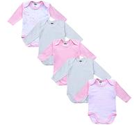 MEA BABY Body per neonato a manica lunga | Body per bambina e body per bambino | Confezione multipla da 5 pezzi | 100% cotone | Body unisex | Body a righe | Vari colori (Mix colors 2, 74)