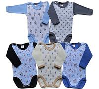 MEA BABY Body unisex per bambini, a maniche lunghe, in 100% cotone, confezione da 5 pezzi, body a maniche lunghe con stampa, per bambine, a maniche lunghe Ragazzi 3 mesi