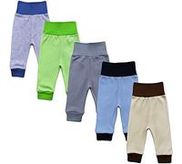MEA BABY Pantaloni per Bebè | Unisex | Pantaloni per Bambina, Pantaloni per Bambino | Tutine per Bebè | 100% Cotone | Multipack | Set di 5 Pantaloni Senza Piede (Mix Colors 5, 80)