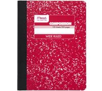 Mead Composition Notebook, breit liniert, 9-3/4"" x 7-1/2"" 100 Blatt, roter Marmor (09918AB5)