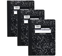 Mead Quaderni per composizione, carta a righe larghe, 24 x 19 cm, 100 fogli per quaderno, nero marmo (38301), confezione da 3