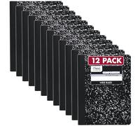 Mead Quaderno di composizione, quaderno a righe larghe, quaderno con carta a righe, materiale per la scuola per la casa per studenti universitari e K-12, 24 x 19 cm, marmo nero, confezione da 12