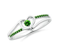 Meadows Anello di promessa a forma di cuore con finto diamante rotondo diviso in argento/oro rosa 14 carati | Pietra portafortuna di aprile, compleanno, fidanzamento, anniversario, regalo di nozze per