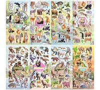 Meafeng Adesivi per Bambini, 187 Adesivi 3D Stickers per Puffy Adesivi per Regali Gratificanti Scrapbooking Inclusi Dinosauri, Animali (8 Fogli)