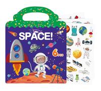 Meafeng Libri adesivi bambini attacca stacca, Set stickers, Album stickers volo spaziale per bambini, Giochi creativi da viaggio, Regalo per bambini dai 2 anni in sù