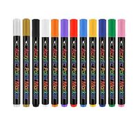MEAKTSMI 12 Colori Acrilici Pennarello Ad Asciugatura Rapida Matite Colorate Pennarelli Per Pittura Ceramica Legno Pietra