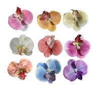 MEAKTSMI Confezione da 9 eleganti fermagli per capelli a forma di orchidea, multiuso, per donne e ragazze alla moda, accessori per capelli in tessuto robusto