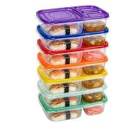 Meal Prep Containers - 3 Compartment Food Storage, Stackable Lunch Boxes