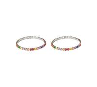 Mealoodiousmusea 2 set di eccellenti braccialetti tennis con zirconi cubici per donne e uomini in rame ghiacciato catena braccialetto di nozze squisito lavoro a mano colore platino 19 cm
