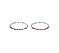 Mealoodiousmusea 2 set Eccellente Cubic Zirconia Tennis Bracciale Per Donne Uomini Rame Iced-Out Catena di Cristallo Braccialetto di Nozze Squisito Lavoro A Mano Platino Rosa Rosso 17