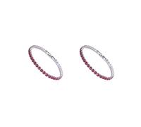 Mealoodiousmusea 2 set Eccellente Cubic Zirconia Tennis Bracciale Per Le Donne Uomini Rame Iced-Out Catena di Cristallo Braccialetto di Nozze Squisito Lavoro A Mano Platino rosa rosso 19